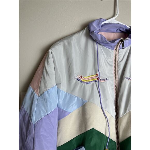 Cotton Sugar DoDo Clinique PASTEL COLOR PINK PURPLE WINDRUNNER JACKET 80s Style - Picture 2 of 16